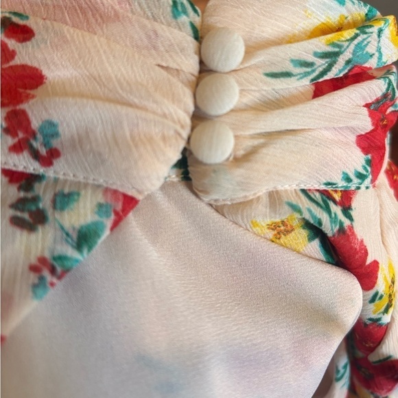 Cece women’s blouse with red and yellow floral pattern. Size medium. - Picture 5 of 10